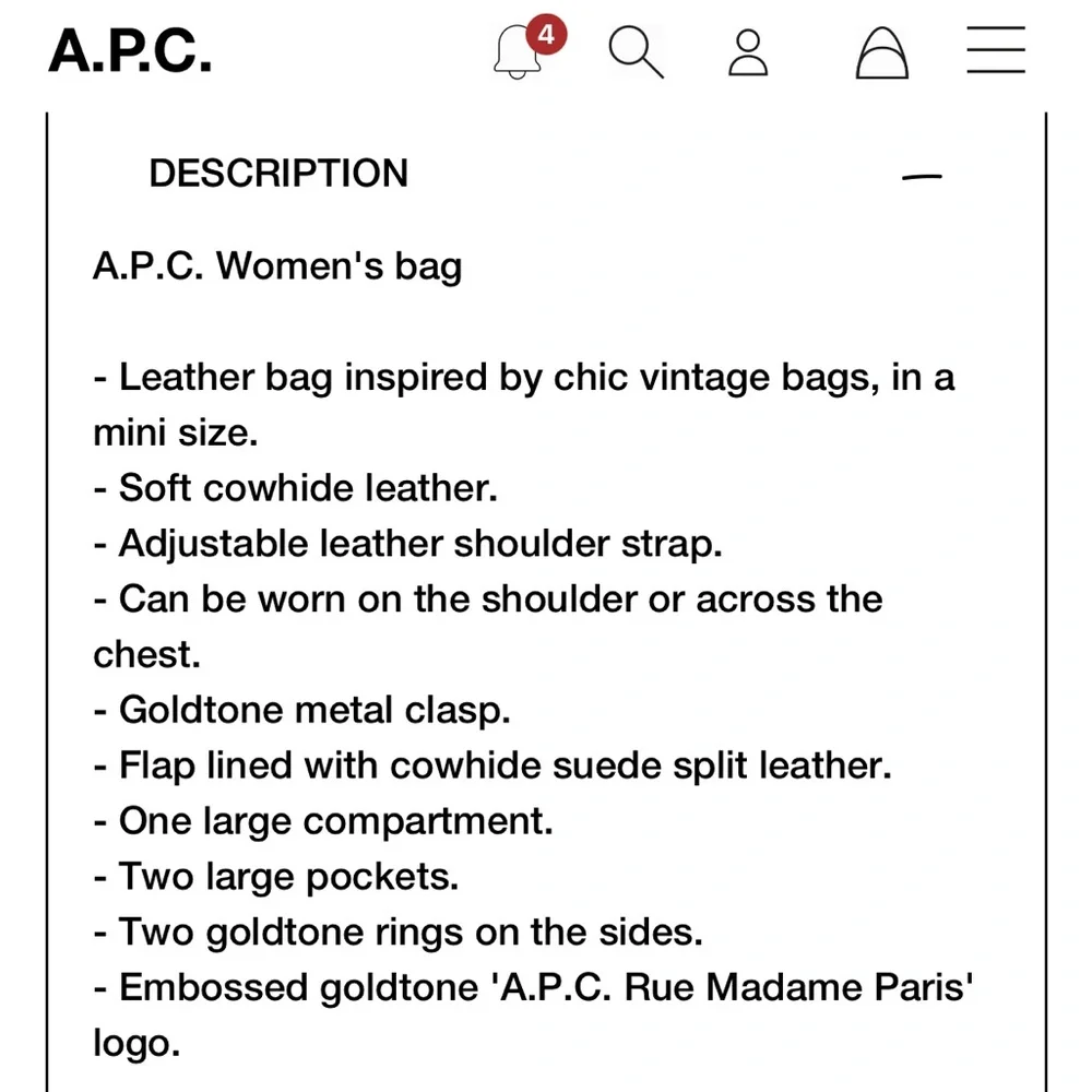 A.P.C. Small Grace Leather Shoulder Bag - Picture 6 of 7